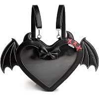 Large Heart Shaped Bat Wing Backpack with Clear Window Display Panel Demonia Patent Heart Batwing Unisex Backpack – Rave Wonderland main image 4
