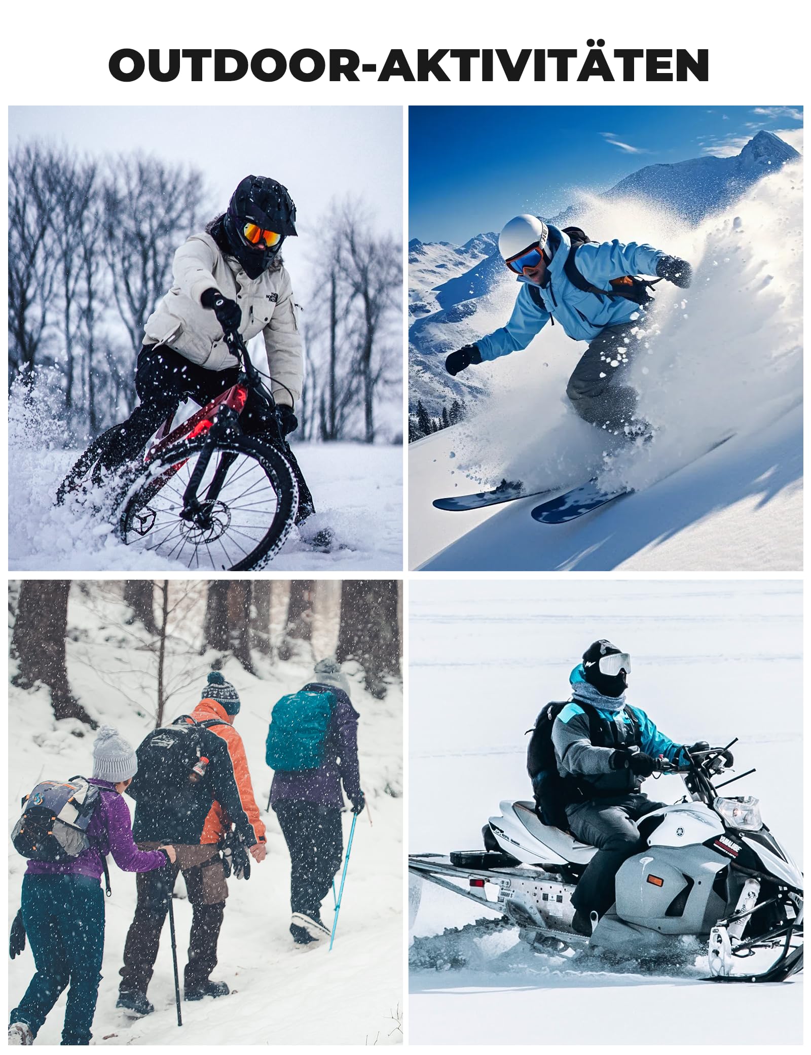 ROCKBROS Sturmhaube Balaclava Skimaske Winddicht Warm für Fahrrad Ski Motorrad Winter Unisex Einheitsgröße, Schwarz 7