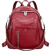 ALTOSY Fashion Genuine Leather Backpack Purse for Women Shoulder Bag Casual Daypack Medium(S9-Red Wine)