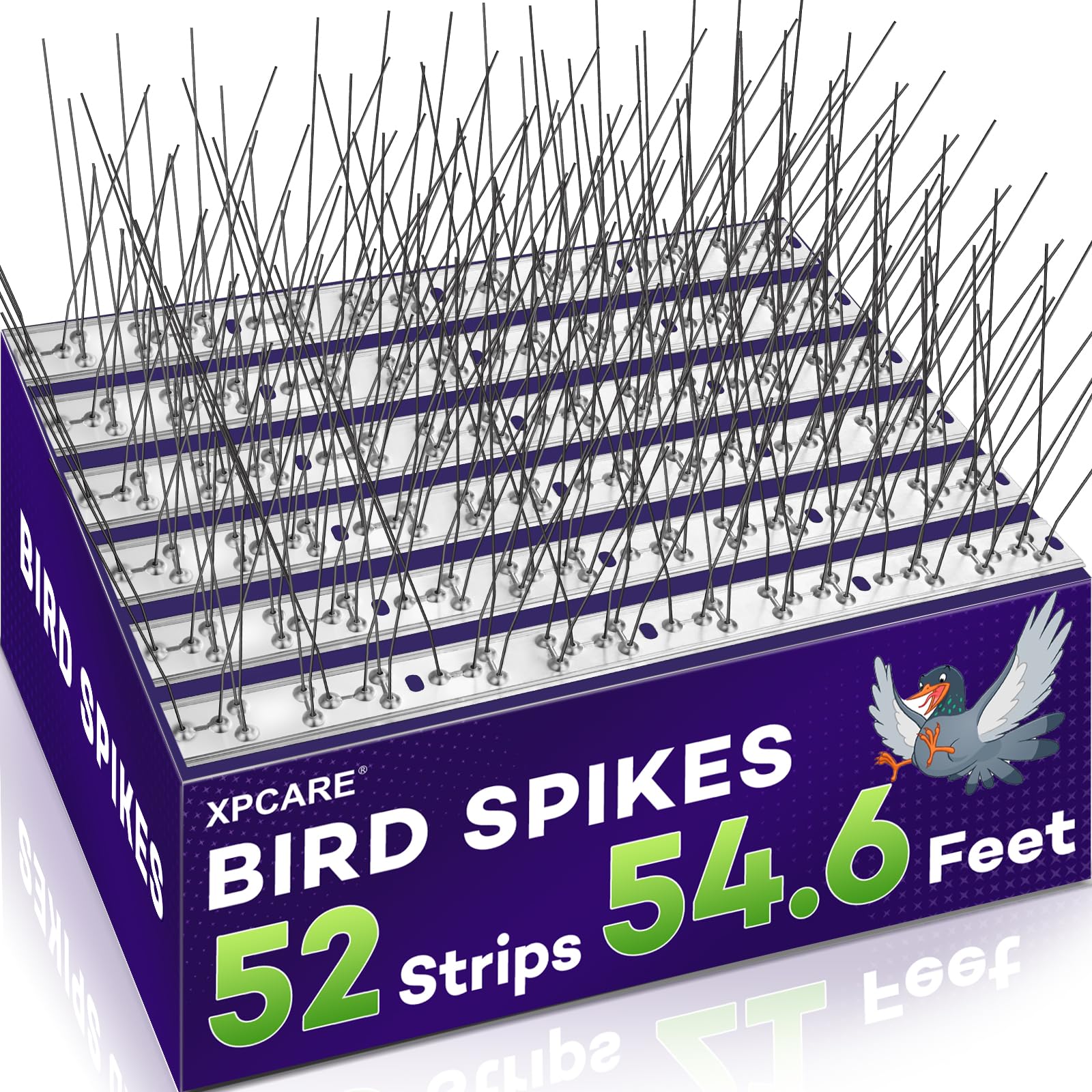 Photo 1 of XPCARE 54.6 Feet Bird Spikes, Stainless Steel Bird Spikes Fence Spikes for Crow Robin Pigeon Squirrel Raccoon Defender Spikes (52 Packs)