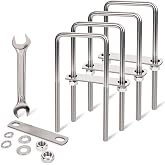 ZYUAROM 4 Pcs M10 Square U Bolts 3 Inch Wide, 3/8" x 3"W x 7" L | 304 Stainless U Bolt Heavy Duty with Nuts,Bolt Plate and Washers,Square U Bolts 3" Wide,Metric bolts