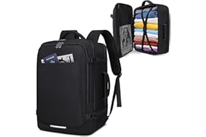 IGOLUMON Travel Backpack for Men Women 40L Flight Approved, 17 Inch Waterproof Laptop Carry on Large Luggage Daypack Business College Weekender Overnight Backpack with Shoe Bag, Black