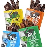Baja Beef Jerky Sampler Pack | Gluten Free Craft Jerky, 25g Protein, Low Calorie, 100% All-Natural Beef, No Nitrates | 4 pack