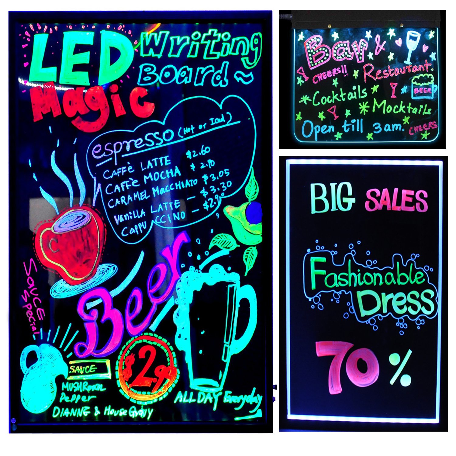 Liquid Chalk Markers 8 Colored Washable Pens with Reversible Bullet And Chisel Tip - Child Friendly - Perfect for Chalkboards, Bistro, Windows, Glass, Labels, Whiteboards