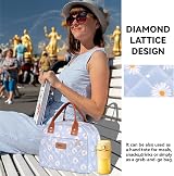 HOMESPON Insulated Lunch Bag for Women Men Blue Daisy Large Capacity view 6