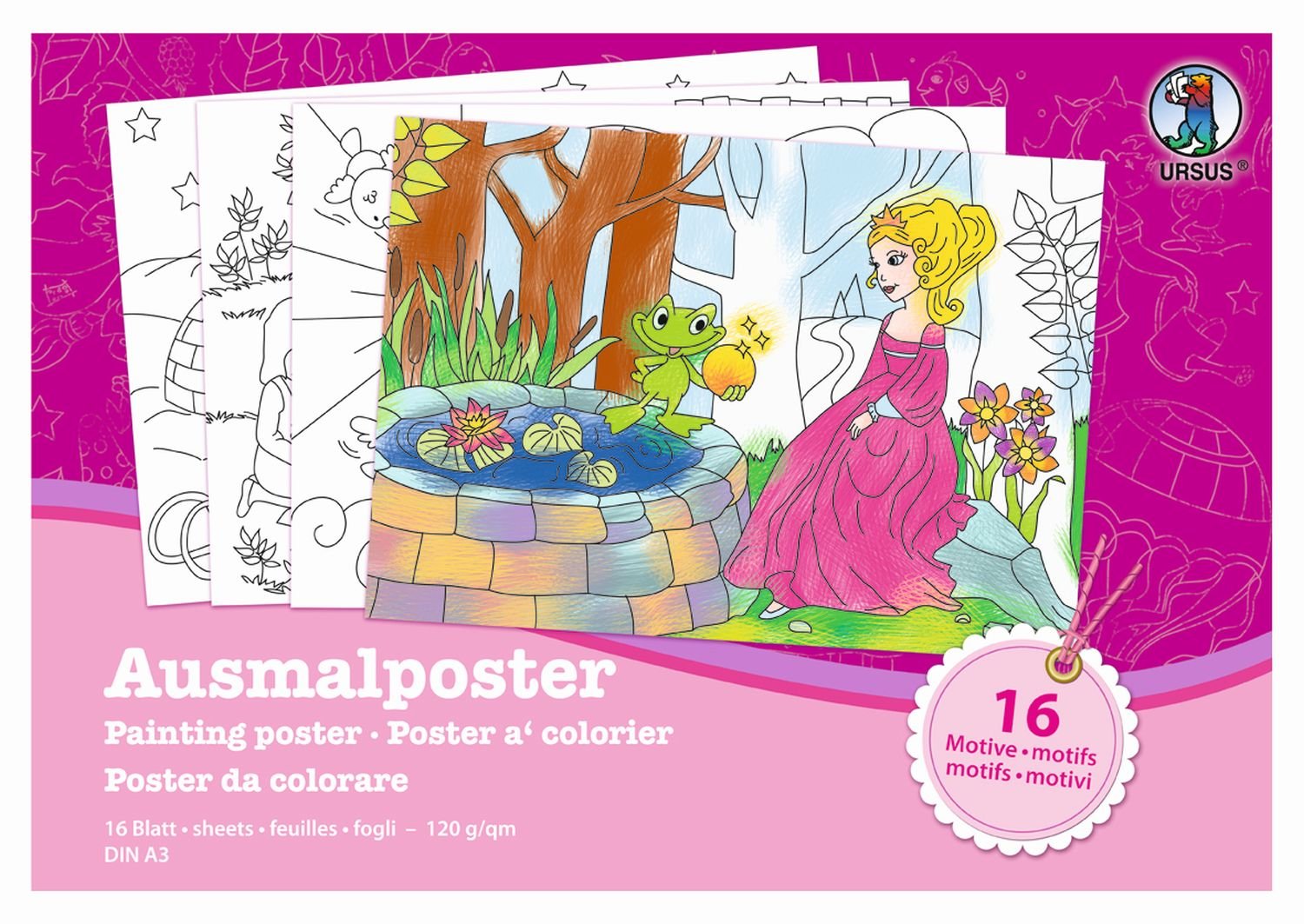 Ursus 24450099 – Colouring Poster Girls, 16 Different Designs, A3 — image 1