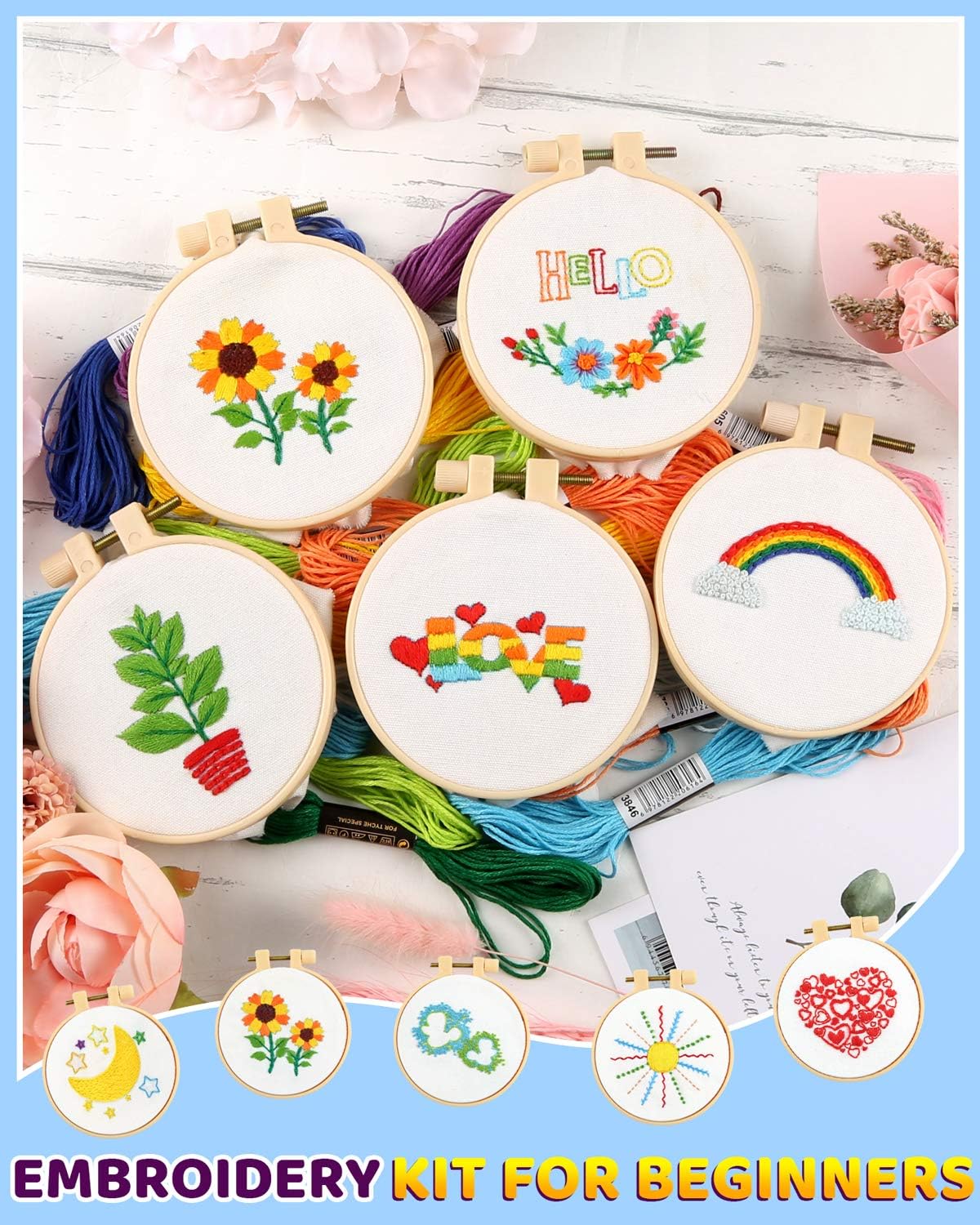 Pllieay 10 PCS Cross Stitch Kits for Beginners Embroidery Beginner Kits for Kids 7-13, Include Instructions - Image 5