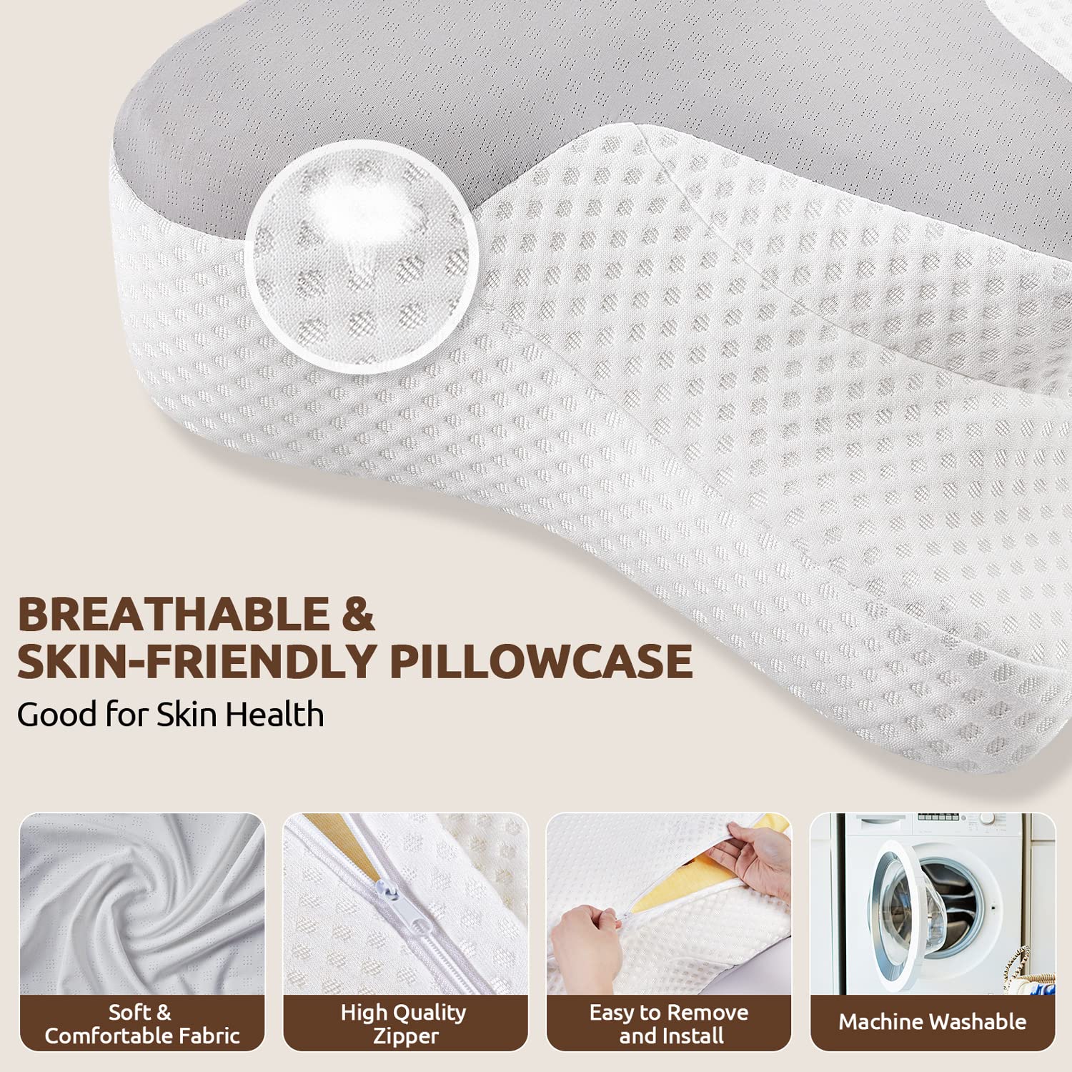 DONAMA Cervical Pillow for Bed Sleeping, Memory Foam Contour Neck