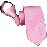 Ctskyte Mens Zipper Tie Skinny Business Wedding Striped Polka Dot Microfiber Pre-tied Necktie