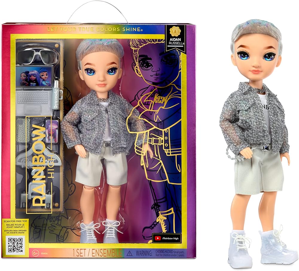 Rainbow High Aidan Russell Purple Boy Doll with Outfit & 10+ Accessories
