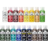 FolkArt Art Talk with Andy Acrylic Paint Set, 17 Piece 2 fl oz Premium Acrylic Paint Set Including 15 FolkArt Matte Paint Col