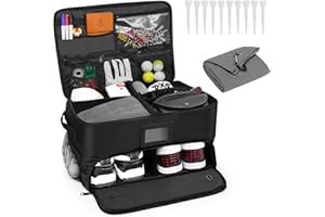 BARUDAN GOLF 2 Layer Golf Trunk Organizer for SUV Car, Car Golf Locker with Separate Ventilated Compartment for 2 Pair Shoes Golf Trunk Storage for Accessories Gloves Balls Tees Clothes Golf Gifts For Men