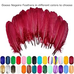 FeelfunFeather 120pcs Wine Red Goose Feathers 6-8