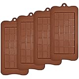 homEdge Break-Apart Chocolate Molds, Set of 4 Packs Food Grade Non-Stick Silicone Protein and Energy Bar Molds