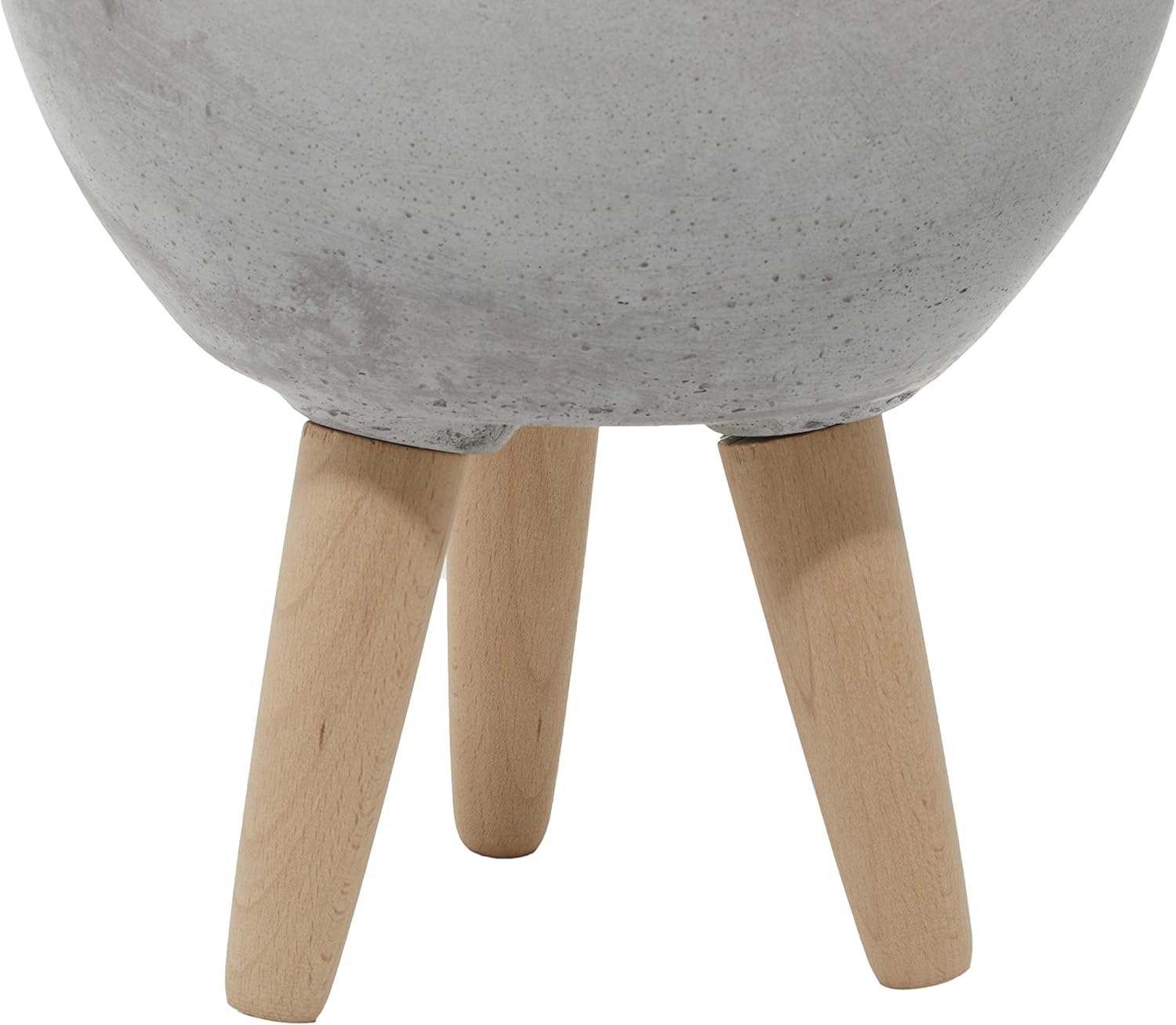 Deco 79 46469 Round Fiber Clay and Wood Planters (Set of 2), S/3 12", 15", 16" W, LightGray: Home & Kitchen