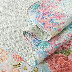 Travan Floral Quilt Queen Quilt Set, Fade Resistant