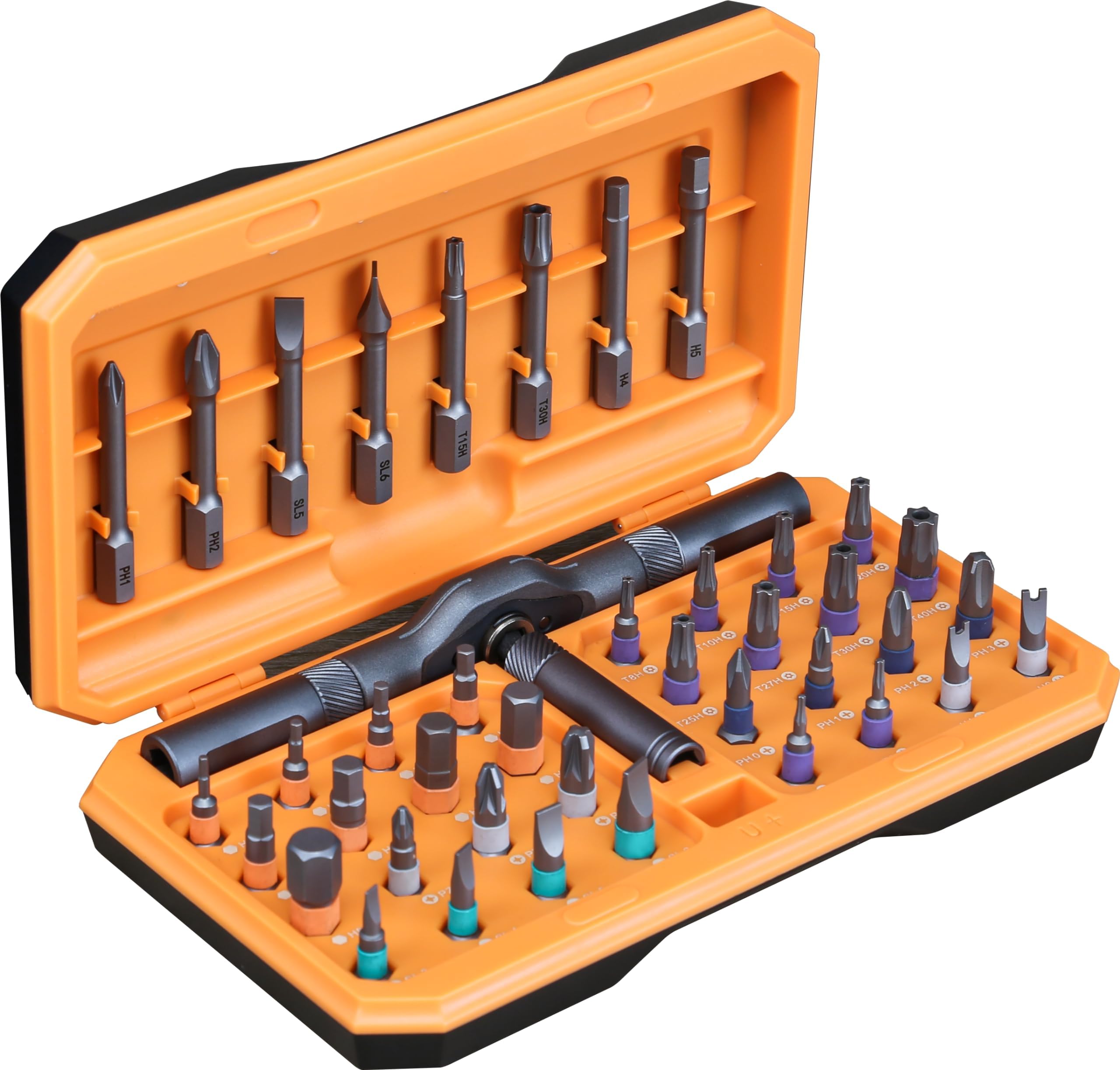 Photo 1 of ANVANNA Screwdriver kit 42 in 1 aluminum alloy material, ratchet magnetic, DIY combination flexible shaft, suitable for furniture assembly, electrical repair, bicycle tools, Orange