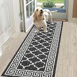 SHACOS Hallway Runner 60x180 cm Non-Slip Washable Black Kitchen Rug