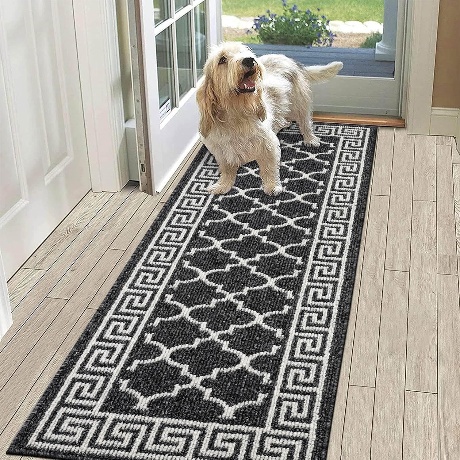 SHACOS Carpet Runners for Hallways Non-Slip 60x180 cm Hall Runner Washable Kitchen Rug Carpet Hallway Runner Rug for Entryway Kitchen Laundry Room, Black