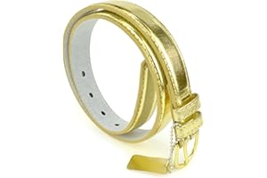 BELLE DONNE Belts For Girls, Kids Belt, Girls Belt, Skinny Belt, PU Leather Belts, Silver Polish Buckle