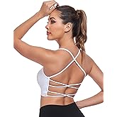 Lusait Sports Bras for Women Medium Support Thin Straps Sexy Criss-Cross Yoga Bra Gym Crop Top for Workout