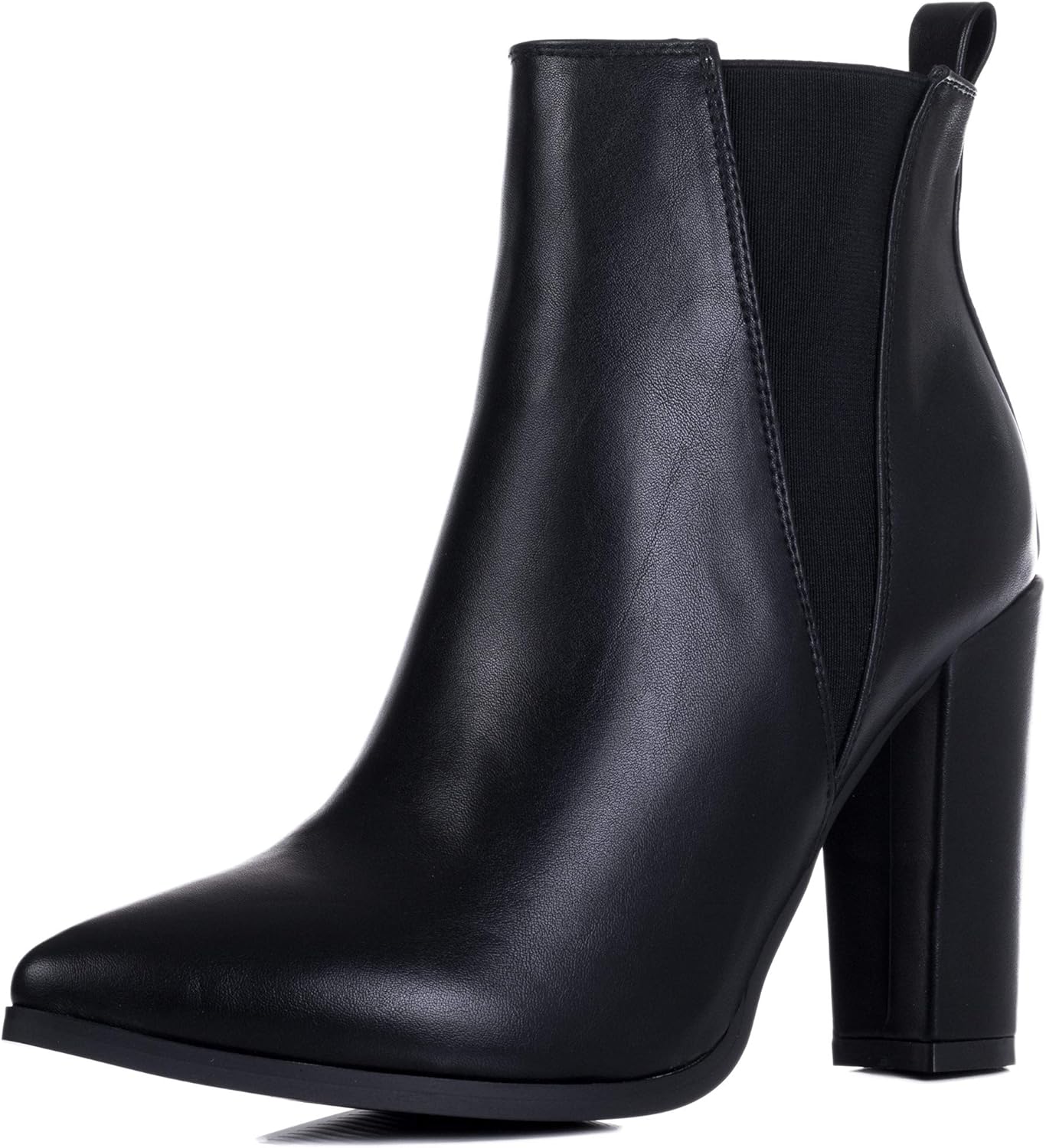 black leather block heel chelsea boots