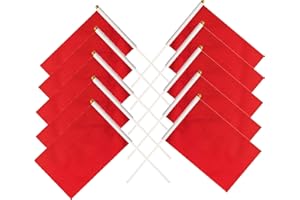 TIBIJOY 25 Pack Red Small Mini Flags On Sticks,Hand Held Solid Red DIY Graffiti Flag,Party Events Celebration,School,Grand Opening,Kids Birthday,Sports Clubs,Flower Pot