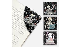 Icycay Skeleton Book Corner Bookmarks, Funny Leather Book Accessories for Book Lovers, 3 Pcs Reading Book Page Markers for Women Men Student Teacher Retirement Birthday Gifts