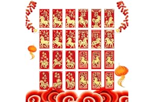 24Pcs Horse Red Envelopes 2026 for Chinese New Year Gilding Spring Festival Chinese Lunar New Year Lucky Red Envelope Packet 