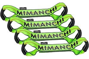 Mimanchi 2"x16" Replacement Sewn Eye Loop Short Strap, 4Pack, Heavy-Duty Dog Bone Tow Truck Straps with Loops, for use with 8
