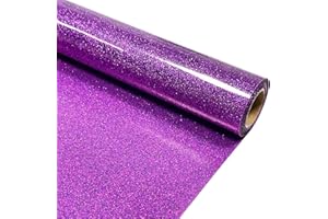 MerryMade Purple Glitter Heat Transfer Vinyl 12" x 5 ft HTV for Shirts, Glitter HTV Iron on for All Cutter Machine - Easy to Cut & Weed for Heat Vinyl Design (Purple)