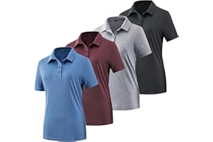 TVKSOM Women's Golf Polo Shirts Lightweight Moisture Wicking Short Sleeve Shirt Quick Dry Athletic Tennis Tops
