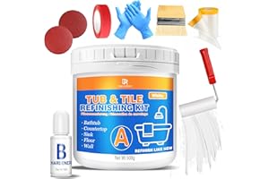 DECORROM Tub and Tile Refinishing Kit, 18oz Tile Paint Bathtub Paint White for DIY Bathroom Resurfacing, Ceramic/Porcelain Tiles, Glass and Marble Sinks Waterproof, Scratch Resistant, Low Odor with Tools