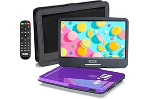 SUNPIN 12.5" Portable DVD Player with 10.5" HD Swivel Screen,DVD Player 5 Hours Long Lasting Battery,DVD Player for Car Headrest Mount Case,Car Charger,Power Adaptor,for USB/SD/DVD/Sync TV,Purple