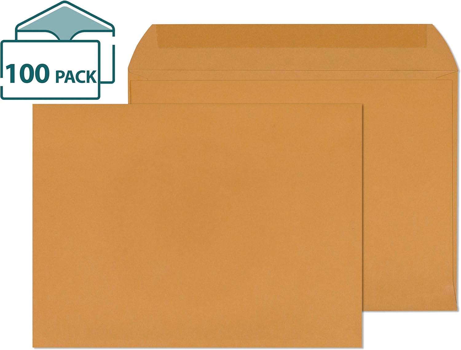 Check O Matic 9x12 Brown Booklet Open Side Envelopes – Gummed Seal 9 x 12 Inches Mailing Envelope, For Home, Office, Business, Legal or School - 100 Pack : Office Products