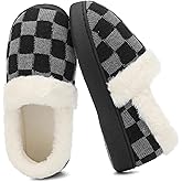 UBFEN Womens Fuzzy House Slippers Warm Bedroom Shoes with Faux Fur Lining Non Slip Memory Foam Slippers for ladies Indoor and Outdoor