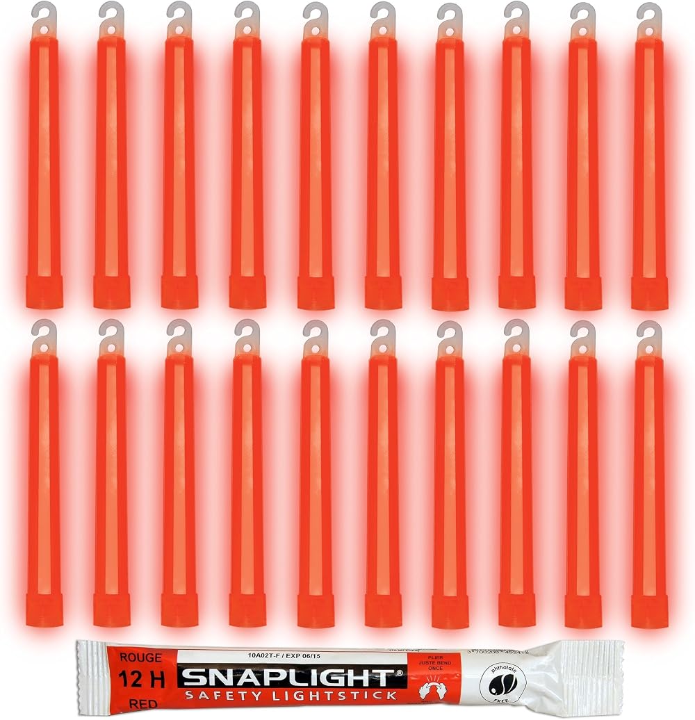 Cyalume Red Snaplight Lightsticks 15cm 8 Hour Pack of 20 Military Grade Made