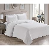 Home Collection 3 Piece Over Size Embossed Solid Color Coverlet Bedspread New # Veronica (White, King/California King)