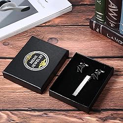 LOYALLOOK Black Initial N Cufflinks and Tie Clip
