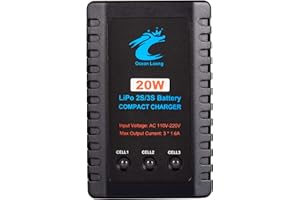 OCEAN LOONG Airsoft Lipo Battery Charger, 2-3 Cells Li-Po Charger for Airsoft & RC Car 7.4V / 11.1V Battery Packs, 20W Quick Balancing Charger, 2S to 3S XH Connector, OL-3