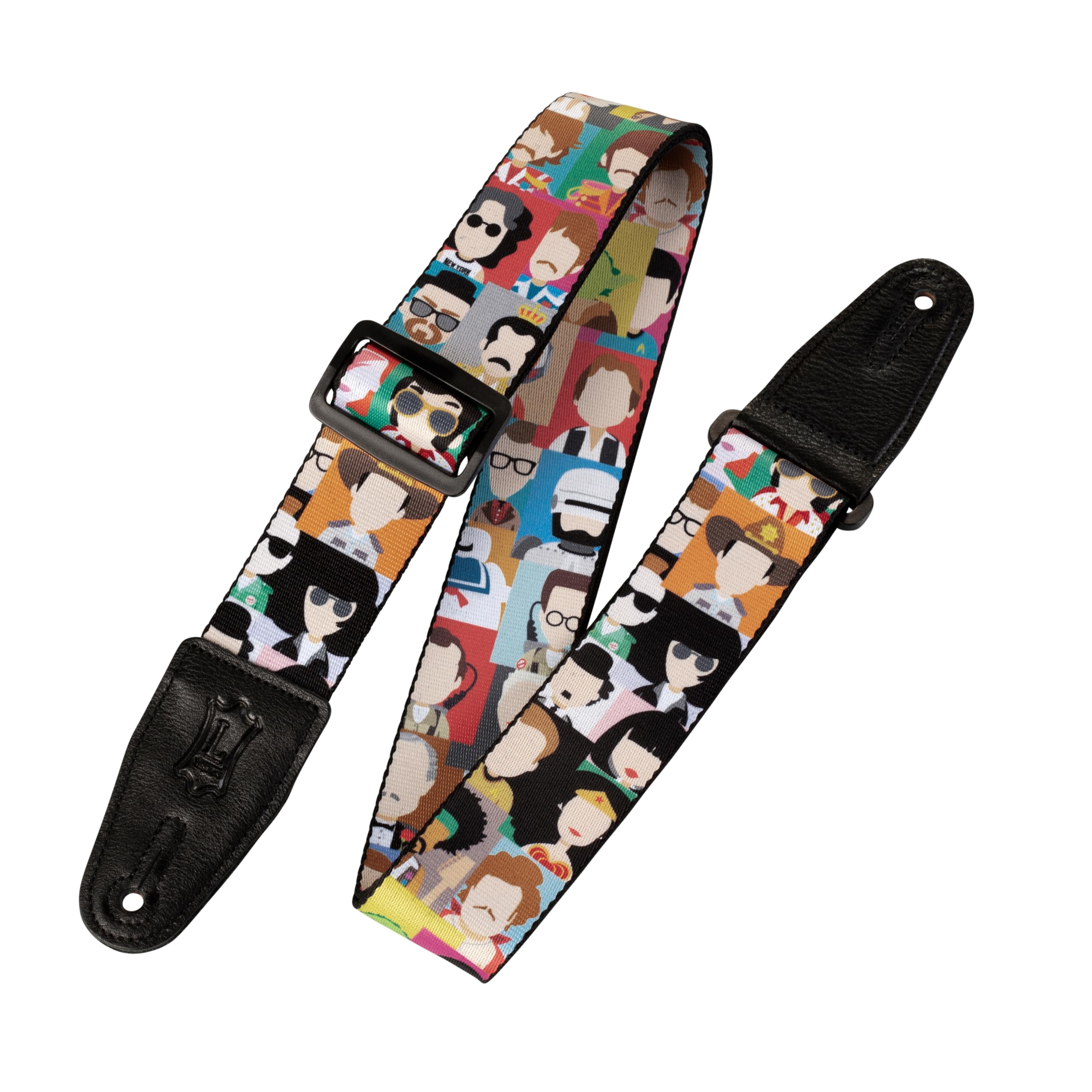 Levy's Leathers 2" Wide Polyester Guitar Strap with Leather Ends; Pop Art Figures (MPD2-104)