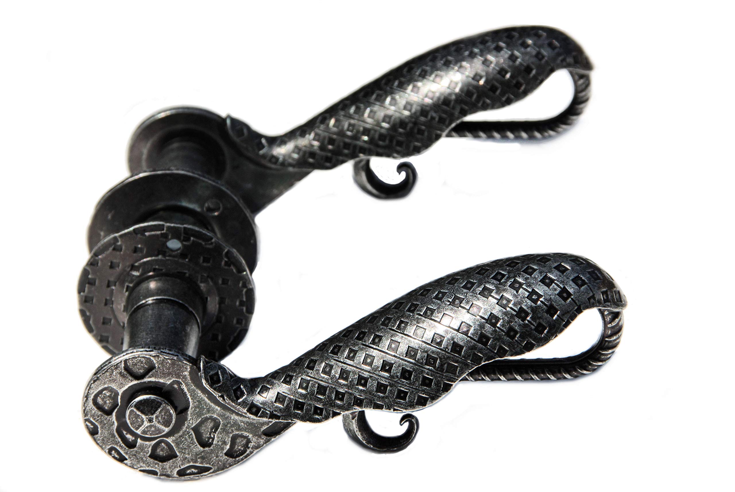 UHRIG Door Handles, Wrought Iron Handle Set Black, for e.g. Room Door