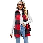 UANEO Womens Fall Flannel Plaid Vest Button Down Sleeveless Shirt Jacket With Pockets