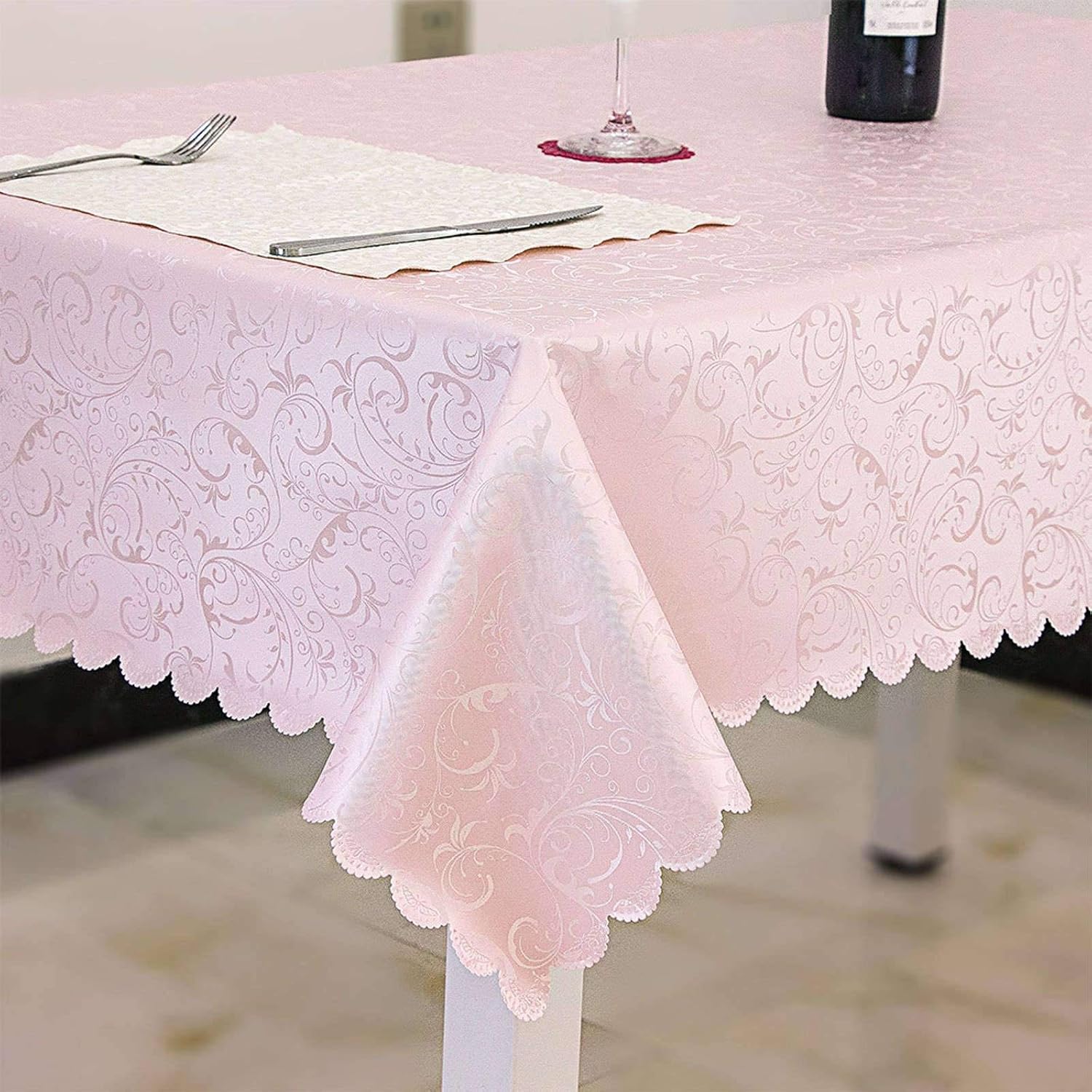 Rectangle Polyester Tablecloth, Wipeable Easy Clean Table Cover