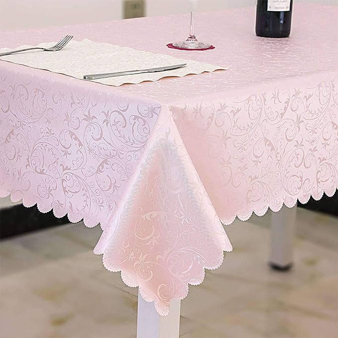Rectangle Polyester Tablecloth, Wipeable Easy Clean Table Cover