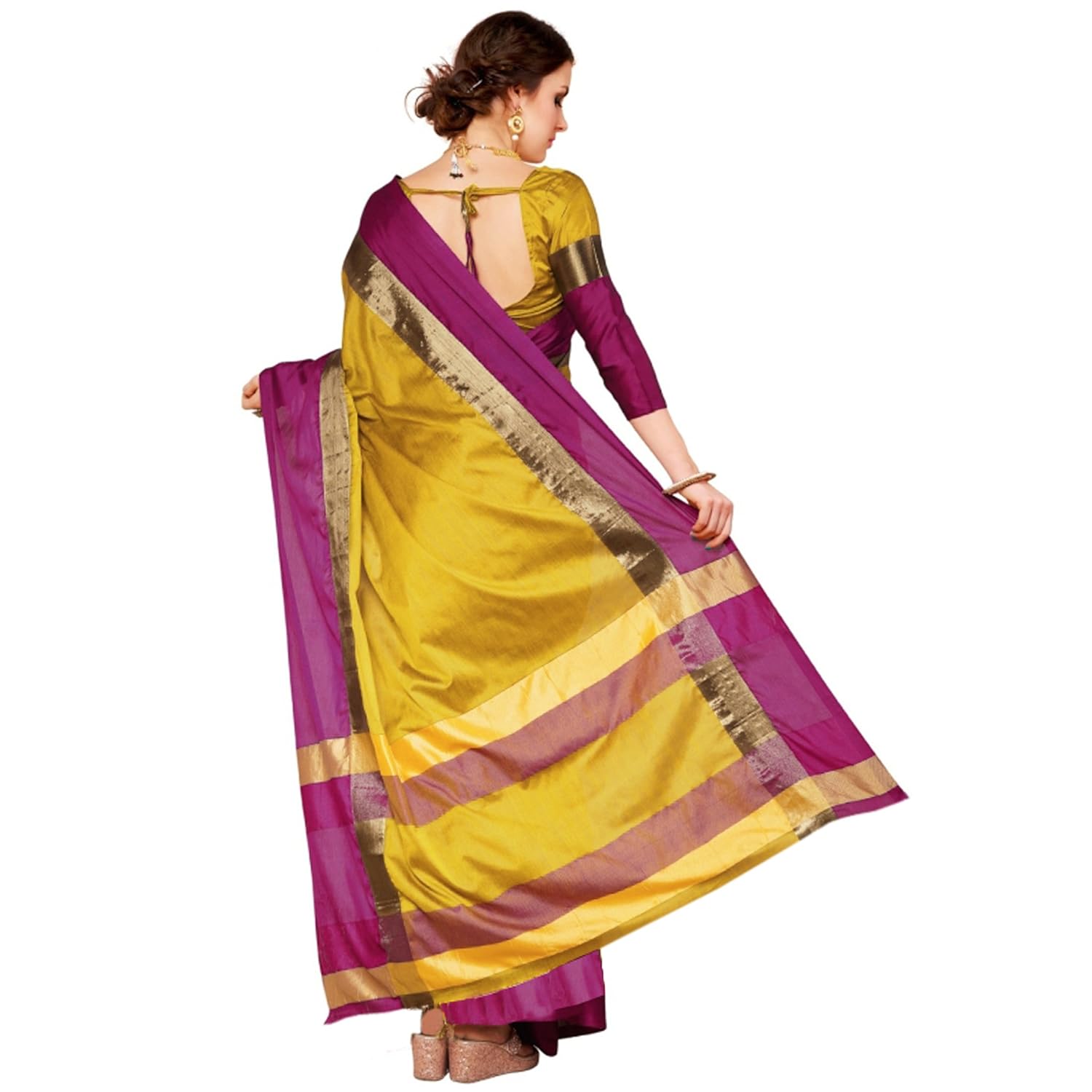 anni designer cotton saree with blouse piece (pack of 2)