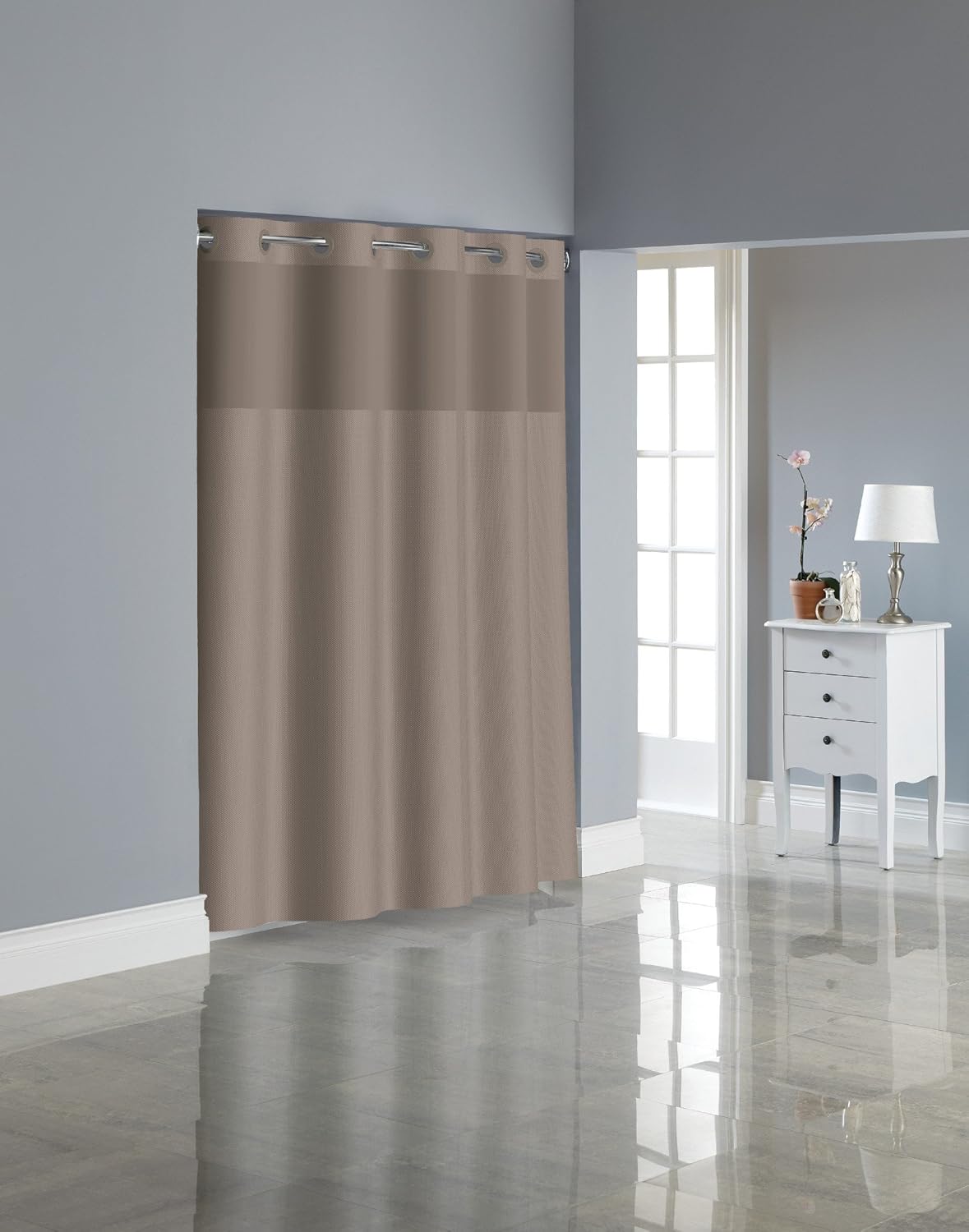 Hookless RBH80MY221 Fabric Shower Curtain with Built in