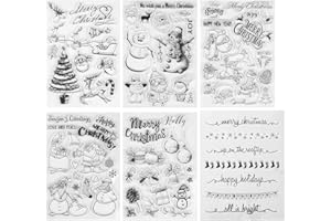 Kesoto 6 Pieces Christmas Theme Clear Stamps Scrapbooking Album Paper Cards Making Decoration
