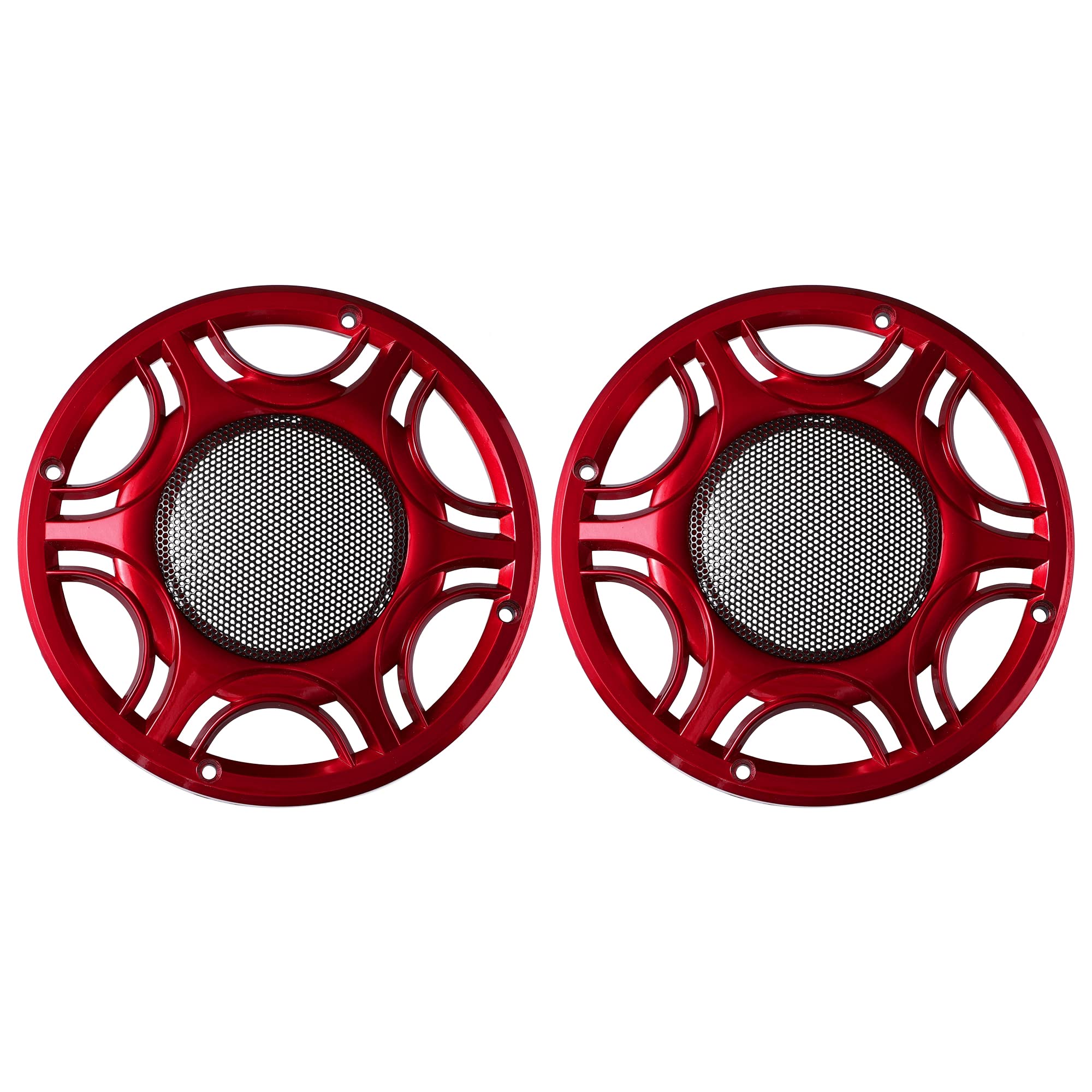 X AUTOHAUX 2pcs 6.89 Inch Car Metal Audio Speaker Grill Cover Mesh Red