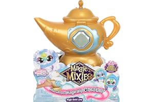 Magic Mixies Magic Genie Lamp with Interactive 8" Blue Plush Toy and 60+ Sounds & Reactions. Unlock a Magic Ring and Reveal a Blue Genie from The Real Misting Lamp. Gifts for Kids, Ages 5+